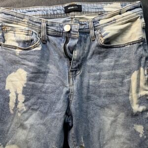 Nova‎ Men Bleach Splatter Jeans Flare Leg Cross Detail Size 32